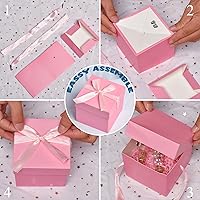 Vista 6 de Cajas de regalo rosas de 6 x 6 x 6 pulgadas con tapas, 12 hermosas cajas cuadradas con cinta, perfectas para bodas, Navidad, cumpleaños, día de San