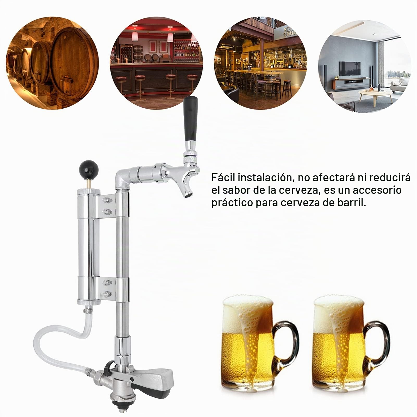 Dispensador de Cerveza,Máquina de Cerveza de Barril, Bomba de Barril de Cerveza G5/8, Grifo de Barril de Cerveza Inyector de CO2 Bomba de Barril de Cerveza