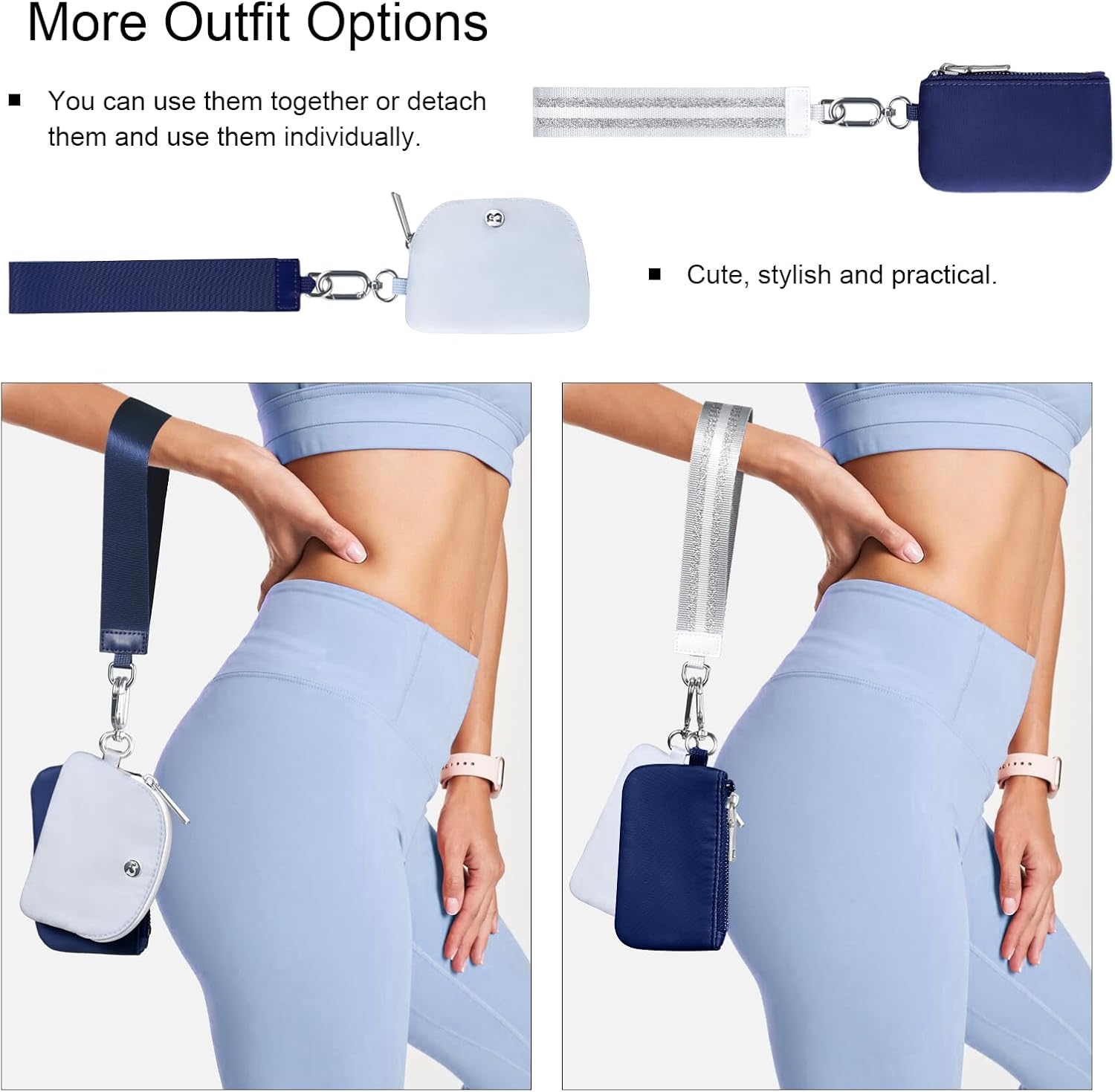 Babysun Mini Zip Around Dual Pouch Wristlet With 2 Straps Wristlet Keychain Wallet for Women Coin Purse Small Cute for Teen Girl - Image 4