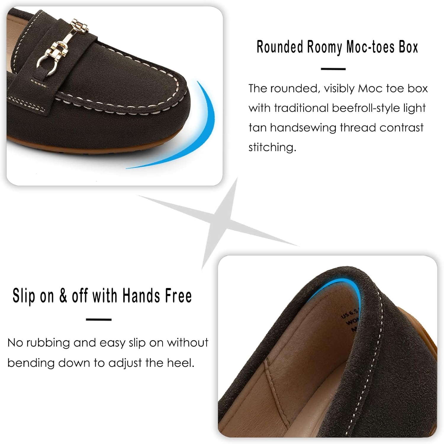 KORDAL Women's Comfortable & Lightweight Suede Leather Loafers Slip-Ons Driving Mocs Walking Shoes Cute Business Casual Dress Shoes Work Flats for Women