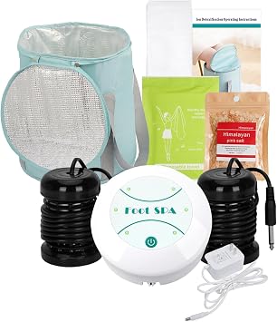 Portable Ionic Detox Foot Bath Machine Kit, Foldable Tub, 2 Ion Arrays