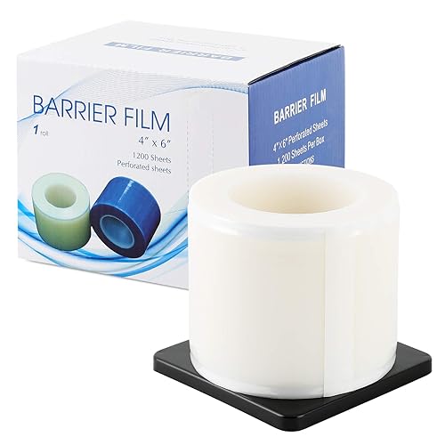 Miniatura 2 de Annhua Película de barrera para tatuajes, cubierta protectora de cinta adhesiva con caja dispensadora de bordes, hojas perforadas desechables de 4 x