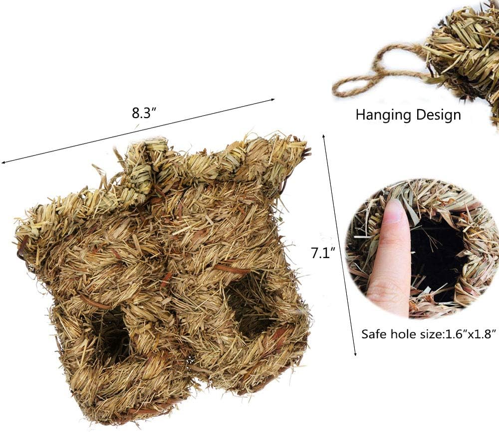 Bird Nest Grass Bird Hut Outdoor Hanging Birdhouse Canaries Nest Chickadee House, Wren Nest Fiber Hand-Woven Bird House Roosting Pocket Bird Hideaway Sparrow House for Finch : Pet Supplies