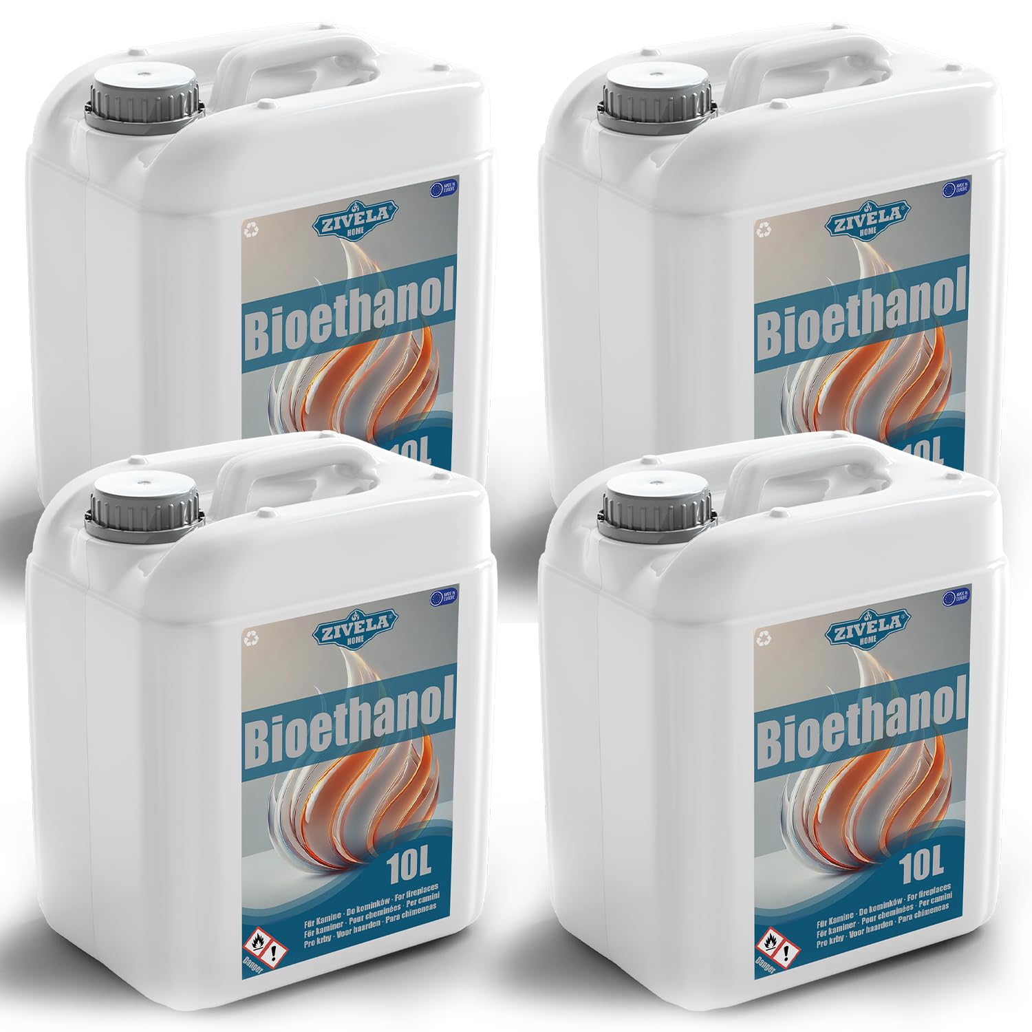 Bioetanol 96,6% 40 l | Bio-alkohol bezzapachowy 96,6% 4 x 10 l | bioetanol do kominka, kominka stołowego, kominka na bioetanol | bezzapachowy | czyste spalanie