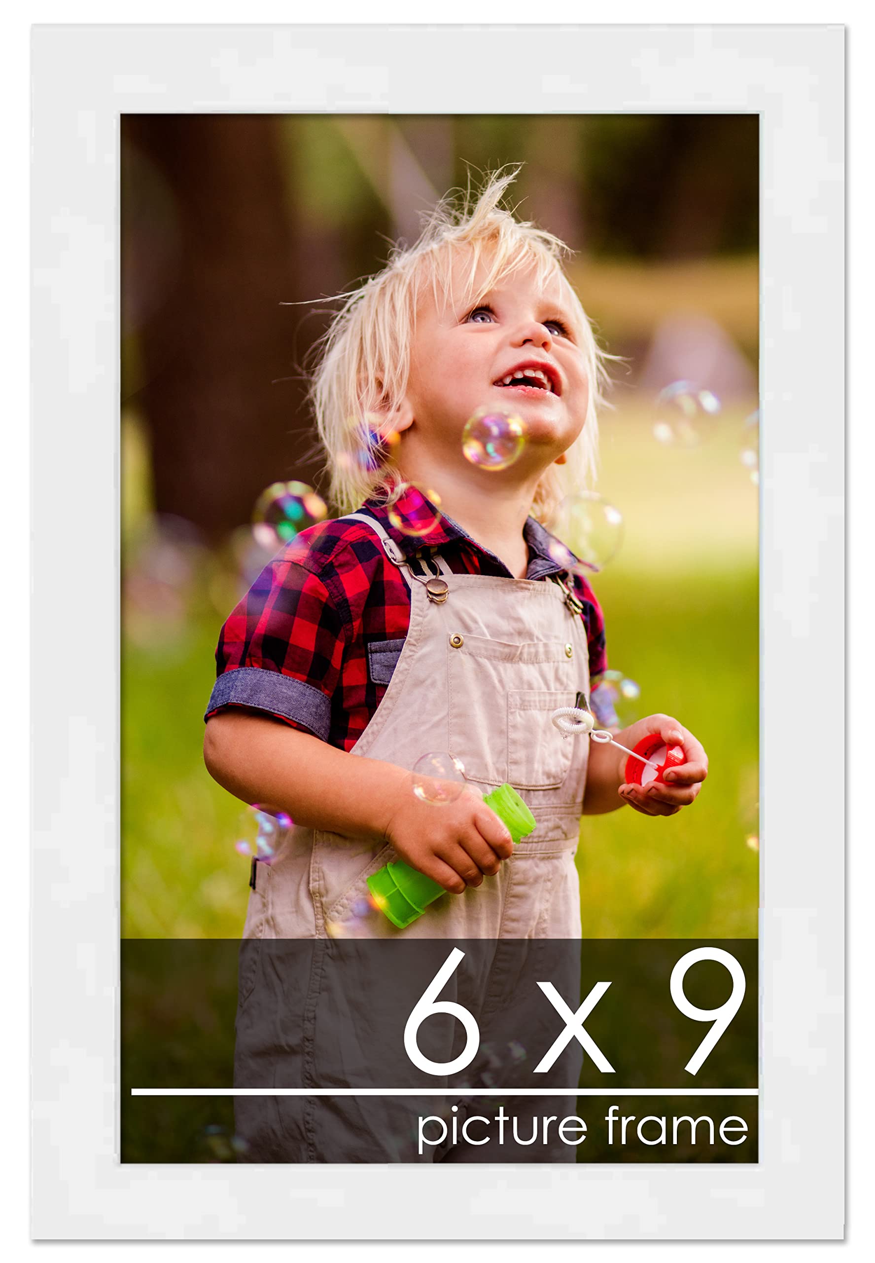 Poster Palooza 6x9 Frame White Solid Pine Wood Picture Frame | UV Acrylic, Foam Board Backing & Hanging Hardware