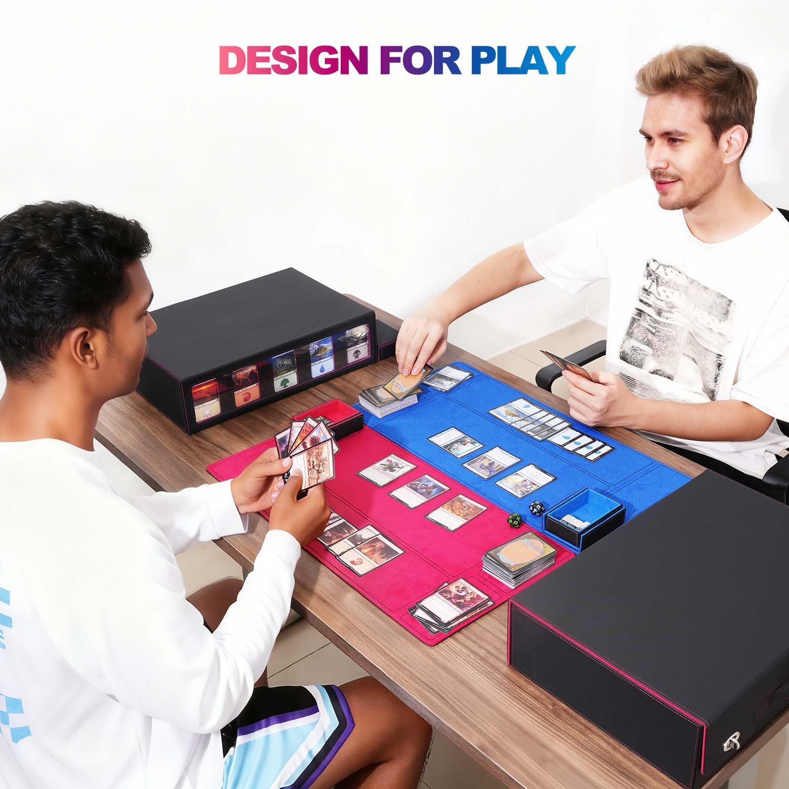 UAONO Sammelkarten-Aufbewahrungsbox mit Commander-Display, 5-reihige Magic Card Box mit Griff und Verriegelung aus Aluminiumlegierung für 3900+ unsleeved Karten, passend für MTG PTCG TCG Sportkarten