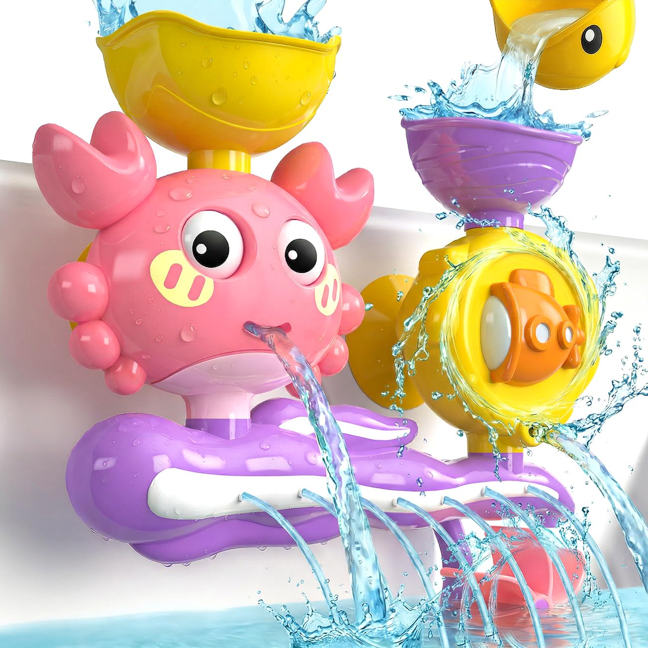 Girl Bath Toys for 1 2 3 Year Old: Toddler Toys for 1 2 Year Old Girls - Pink & Purple Bathtub Toys for Kids Age 2-4 - Birthday Gifts for 1 2 3 Year Olds Girls