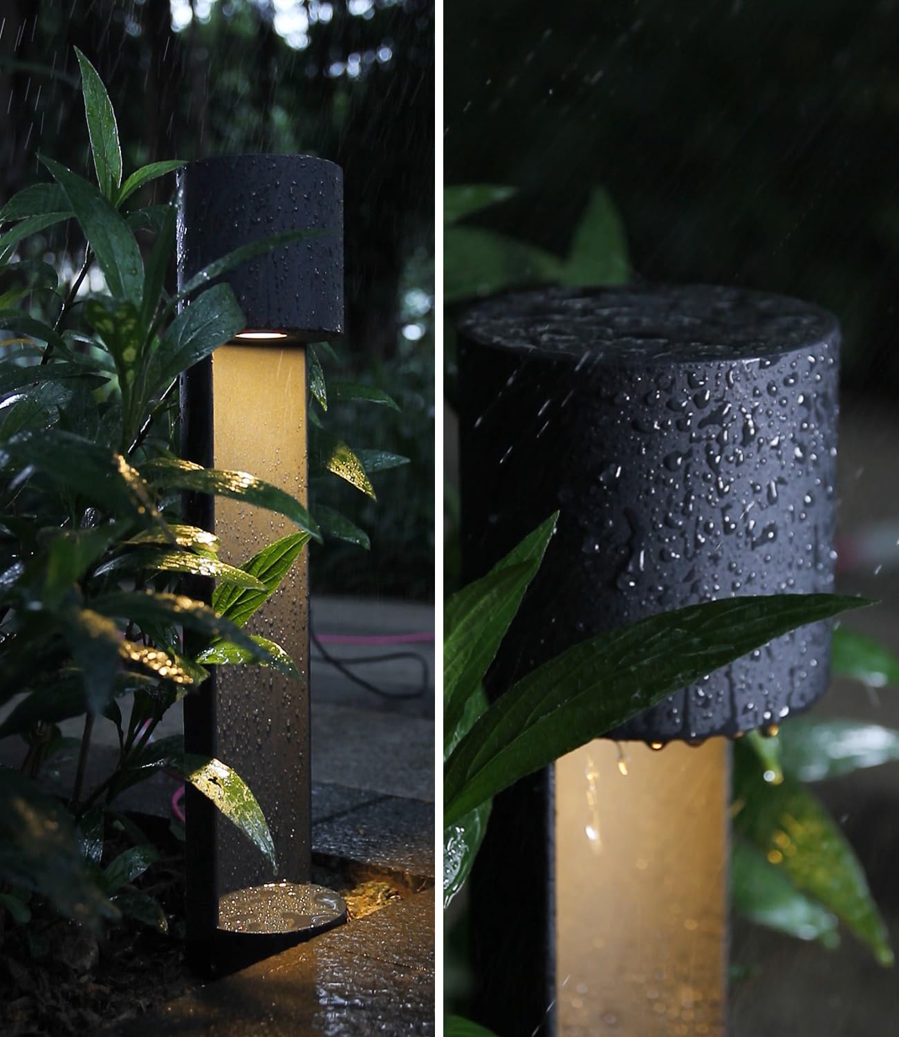 DAWALIGHT Paletto Luminoso da Giardino 6W LED 2700K Bianco caldo Luci per Sentieri Alimentazione di rete IP65 Impermeabile Lampione da Giardino Moderno per Esterno Prato Percorso, Alluminio, Nero