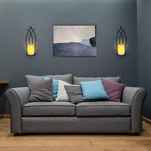 Miniatura 7 de SNAIL GARDEN Juego de 2 candelabros de pared, apliques decorativos de pared similares a llamas, candelabros de pared para velas, portavelas montado