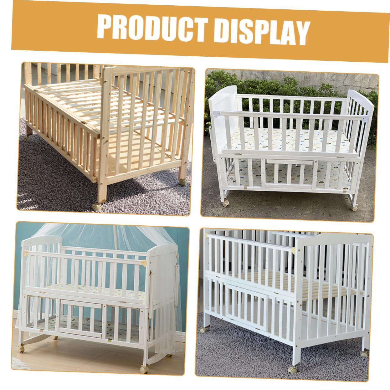 Roulettes Pivotantes Silencieuses Frein en PU Ensemble de 4 et Polyvalentes Installation Facile Accessoires pour Parents pour Lit Bébé