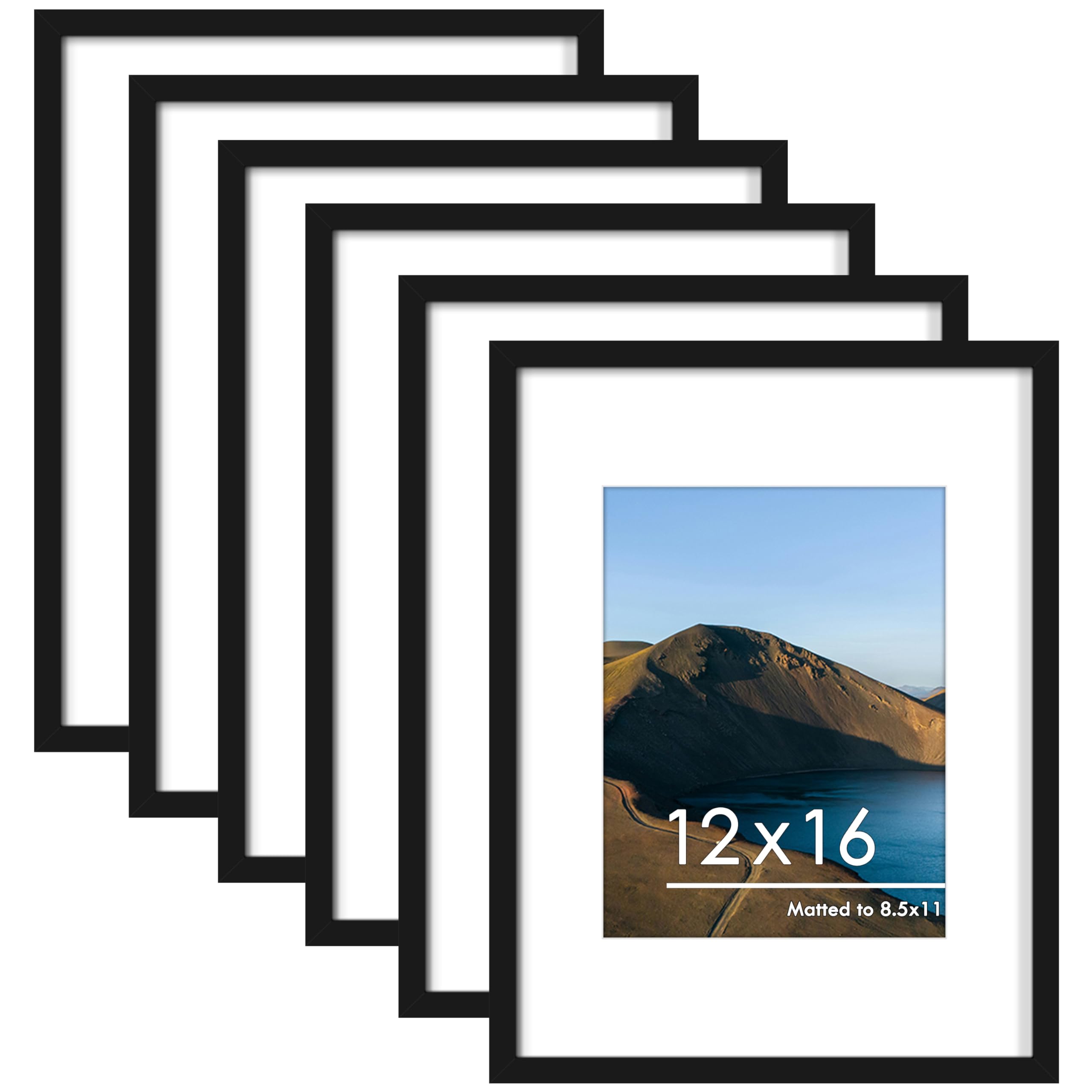 12x16 Picture Frame Set of 6 for 8.5x11 with Mat or 12x16 | eBay