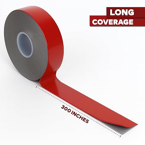 Miniatura 7 de XFasten Cinta de montaje acrílica de doble cara extraíble, gris, 2 x 300 pulgadas, impermeable, para interiores y exteriores, cinta de montaje de