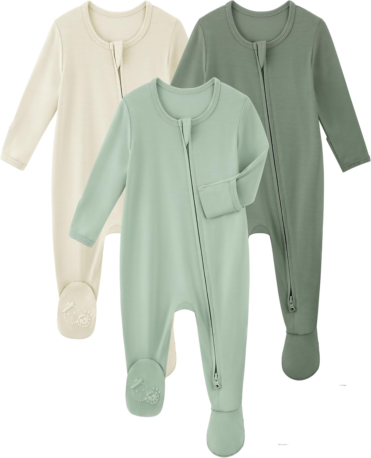 Yofooss Rayon Made From Bamboo Baby Pajamas 3pcs Newbron Sleepers For Boy Girl Clothes, 0-3-6-9 Months Footed Pjs