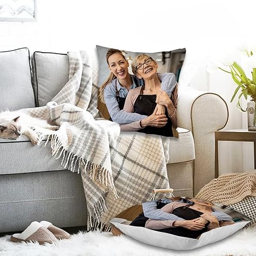 Miniatura 6 de Kufutee Custom Throw Pillow Cover with Photo Text Throw Pillow Cover Cushion Case for Living Room Girls Bedroom Dorm (Mom)