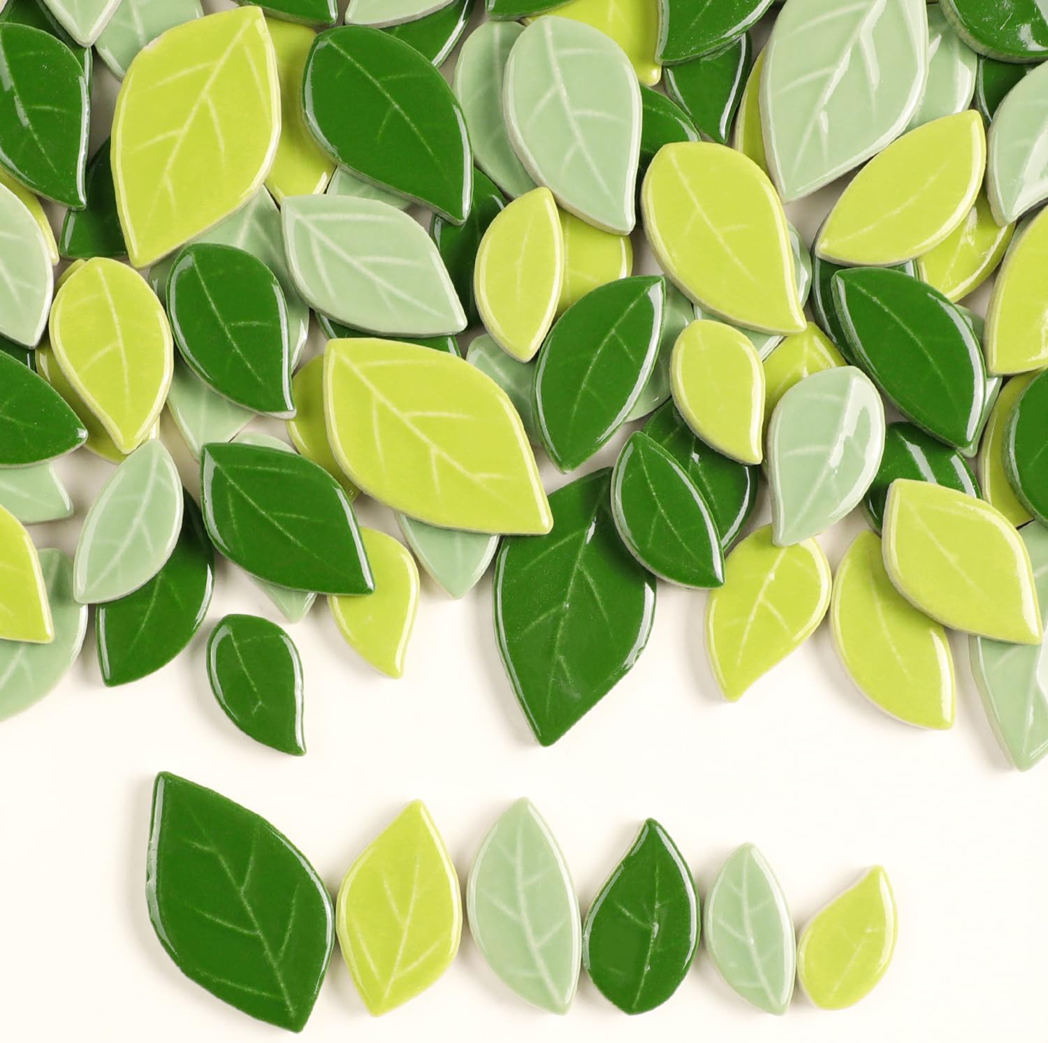 Mosaic Tiles for Crafts Bulk - Mini Ceramic Oak Leaves Pieces for DIY Kits & Adults DIY Mosaic Making Hobbies Decoration Stepping Stone and etc. (Ceramic Tile Oak Leaves Color Mix)