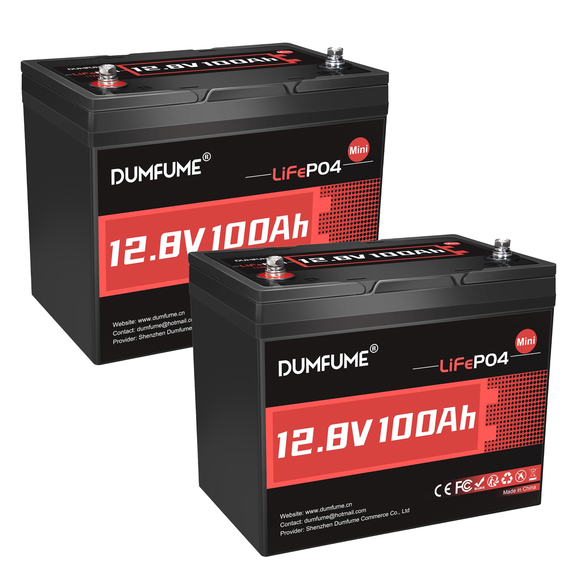 2 pack 12V 100Ah Mini LiFePO4 Lithium Battery,100A BMS 1280Wh BCI Group 24 Lithium Iron Phosphate Battery 6000+ Cycles Perfect for RV, Solar, Home Energy Storage