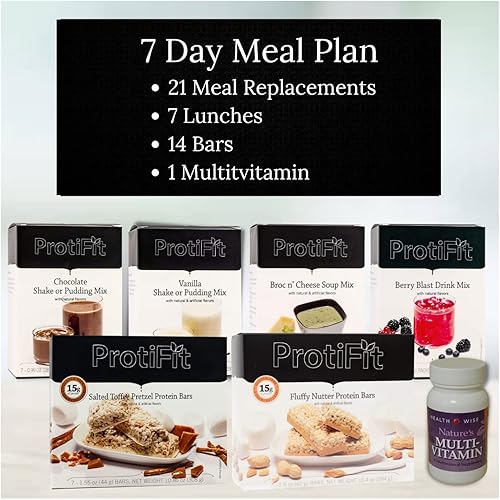 PROTIFIT - Kit de inicio de plan de comidas con alto contenido de proteínas, suplementos y aperitivos de 0.53oz, multivitamínico de 30 días,
