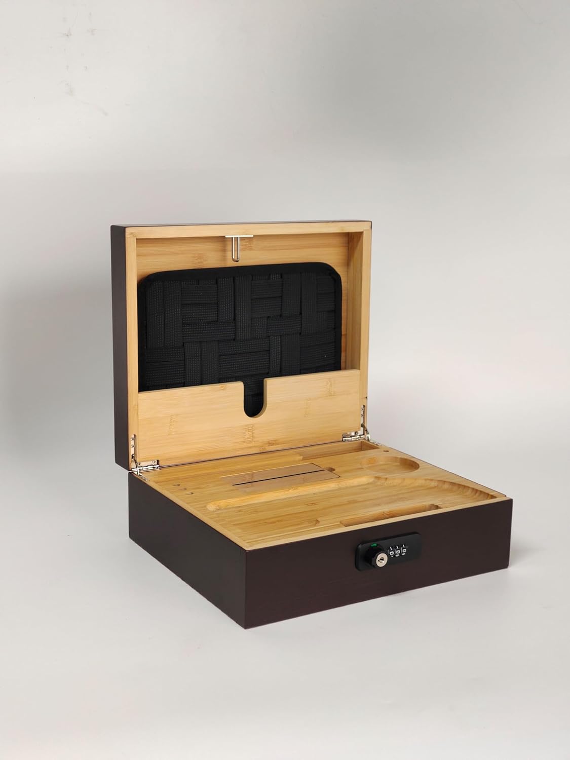 Herb Guard Premium Bamboo Lock Box – Secure Storage with Built-In Lock, Glass Jars & Accessories