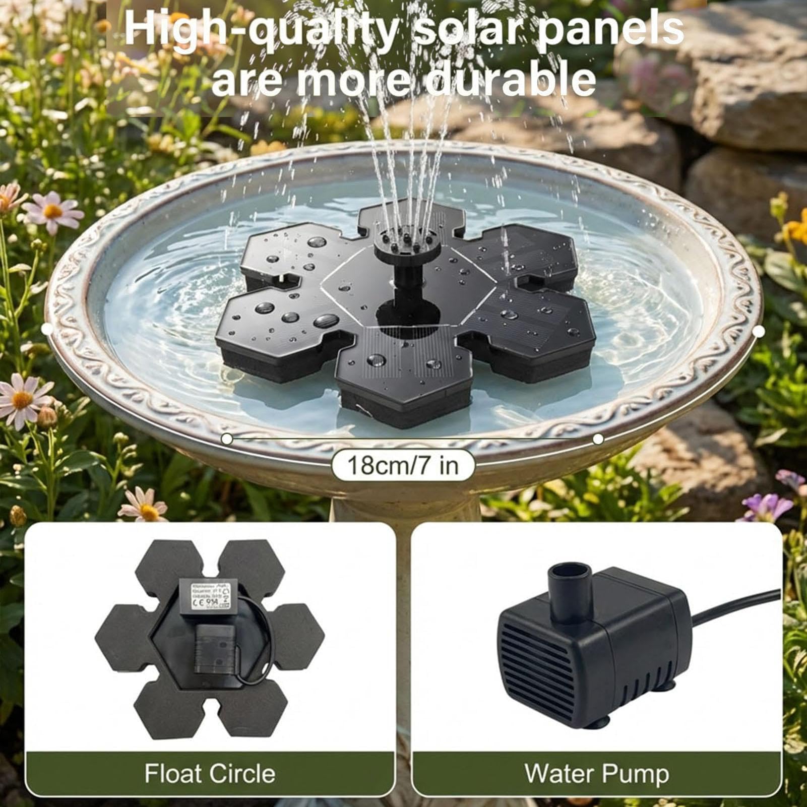 Pratica decorazione a energia solare, senza fili, a forma di , per esterni per abbeveratoio per uccelli, adatta per cortile, cortile, , giardino e terrazza