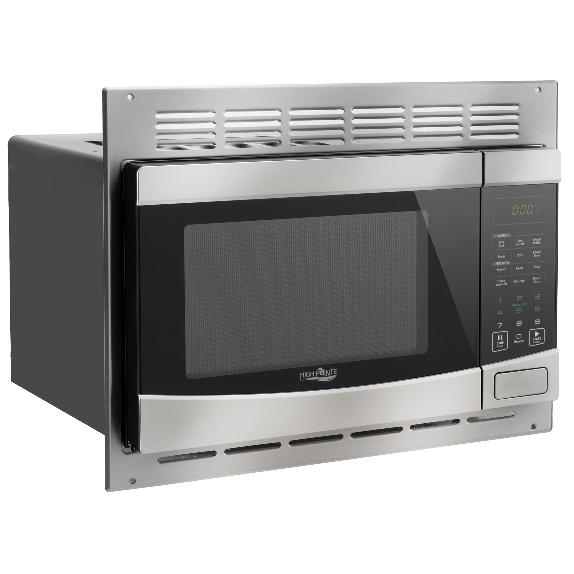 RecPro RV Stainless Steel Microwave with Trim Kit | 1.0 Cu. Ft. | 10 Power Levels | Express & Multi-Stage Cooking | Speedy Cook | Child Lock | Road-Ready Durable Design | 900W