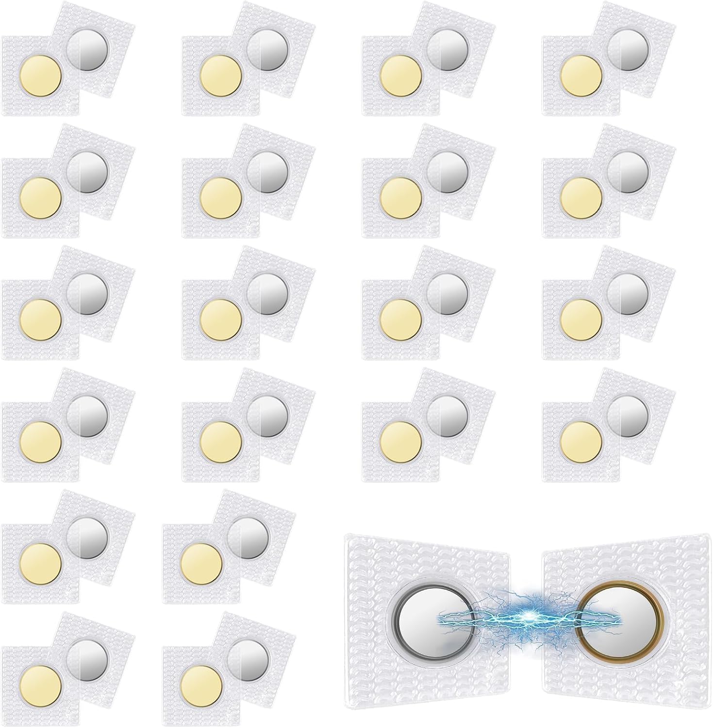 EEEKit 40 PCS Sew in Magnets, 20 Pairs Hidden Magnetic Snap Closures for Thin Fabric ≤ 2mm, PVC Invisible Magnetic Fastener for Bag Lining, Pocket Flap, Clothing Lining