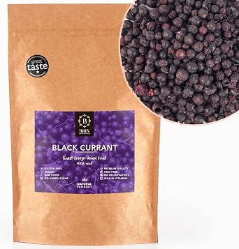 BRIX Freeze Dried Blackcurrants | 100% Natural Dried Whole Blackcurrants 105g | Great Taste Award Dried Fruit | Non-GMO, Gluten Free, Vegan & Vitamins Retained