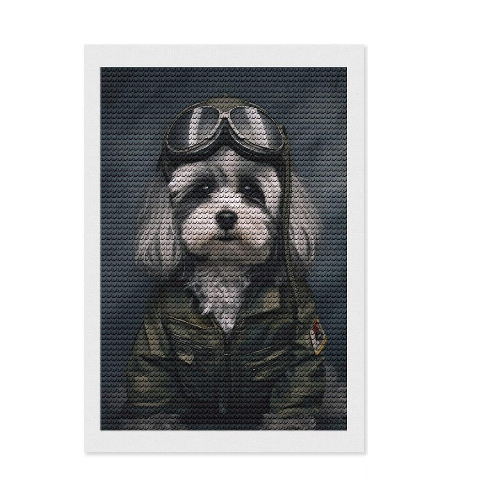 Junmoney Havanese Soldier Diamond Painting Canvas Set 8"x12", Thoughtful Handmade Gift, for Teens, Stress Relief Craft, Cosy Home Accent