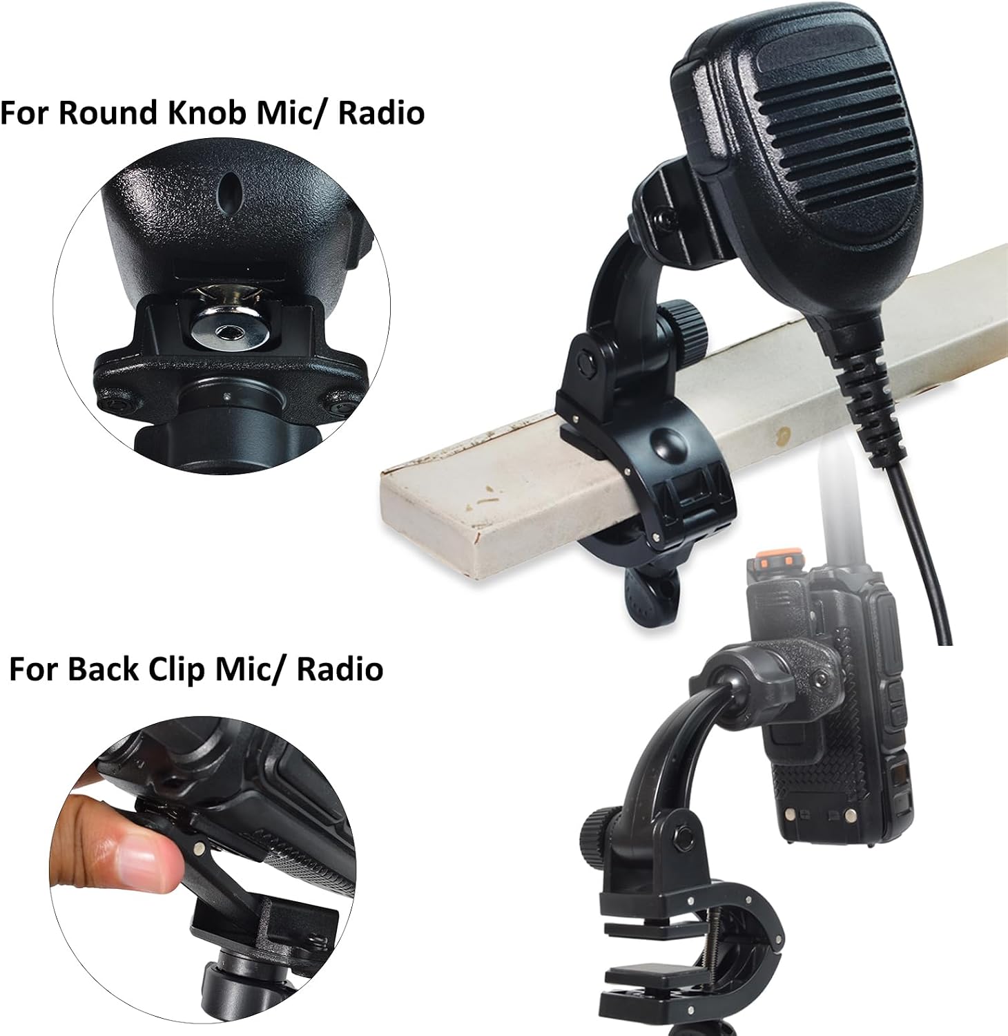 Universal Radio Desk Mount, Walkie-Talkie/CB Microphone Adjustable Plane Bracket for Baofeng Quansheng Kenwood Retevis Motorola Kenwood CB Handheld Transceivers