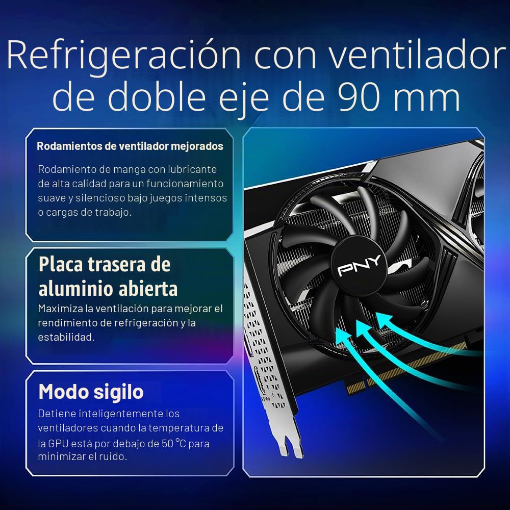 PNY GEFORCE RTX™ 5060 Ti 16GB Overclockeado Doble Ventilador DLSS 4