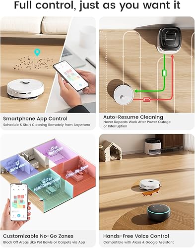 Miniatura 11 de Lefant Aspiradora robot M3, lavado automático de trapeador, succión de 12000 Pa, auto vaciado y recarga, elevación de fregona de 0.354 in, trapeador