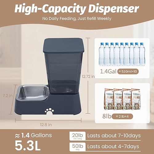 Miniatura 5 de Bebedero automático para mascotas de 5.4 L1.4 galones, dispensador automático de agua para perros, alimentador de agua de acero inoxidable por
