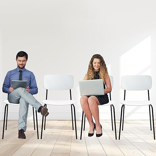 Miniatura 2 de Sidanli Juego de 4 sillas apilables para sala de conferencias, sillas de recepción con asiento de plástico, sillas apilables para sala de espera