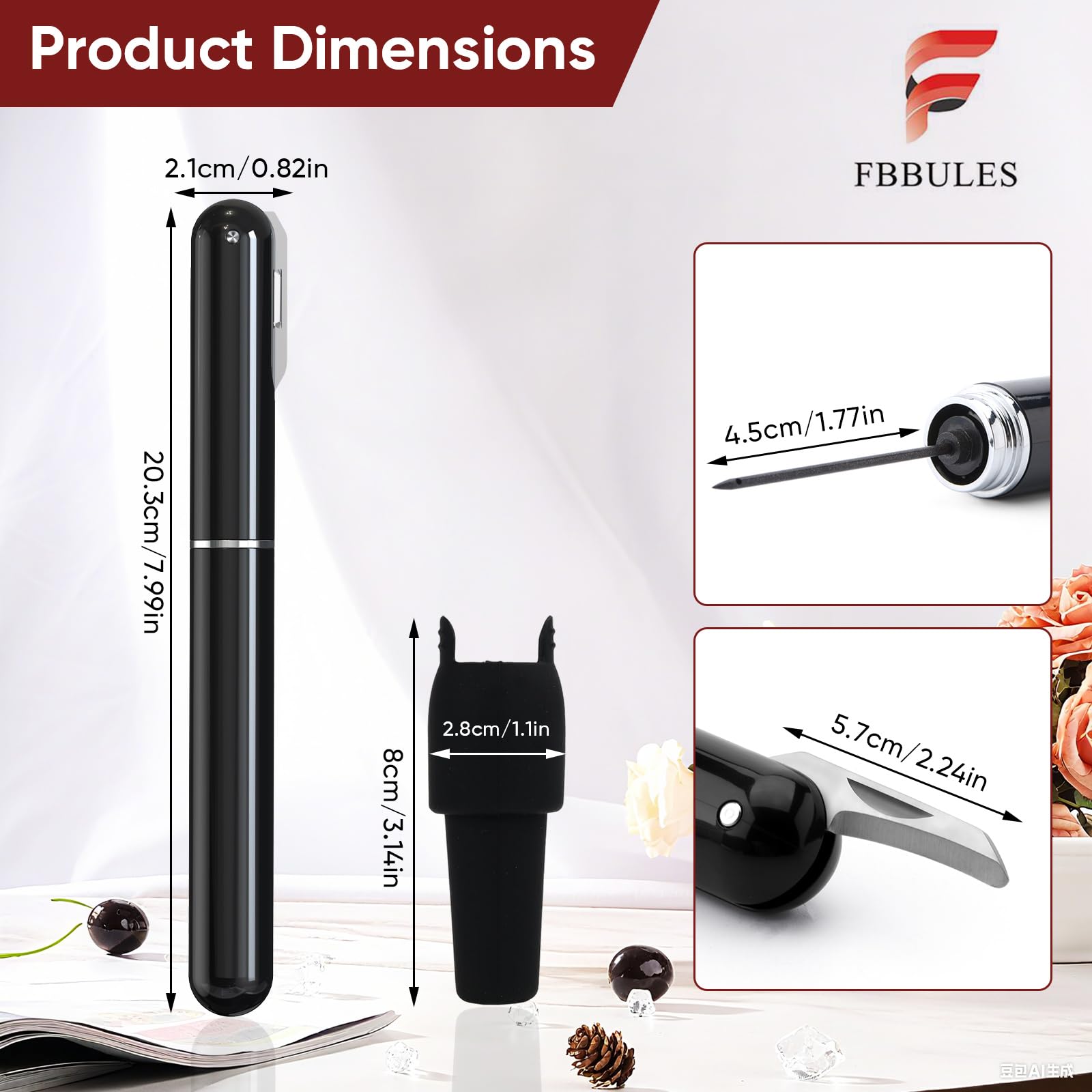 Set de Sacacorchos de Aire a Presión, Sacacorchos Manual, Tapones de Silicona para Botellas, Tapón Reutilizable para Botellas de Vino, Ideal para los Amantes del Vino