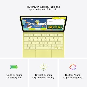 Apple MacBook Neo 13-inch Laptop with A18 Pro chip: Built for AI and Apple Intelligence, Liquid Retina Display, 8GB Unified Memory, 256GB SSD Storage, 1080p FaceTime HD Camera; Citrus