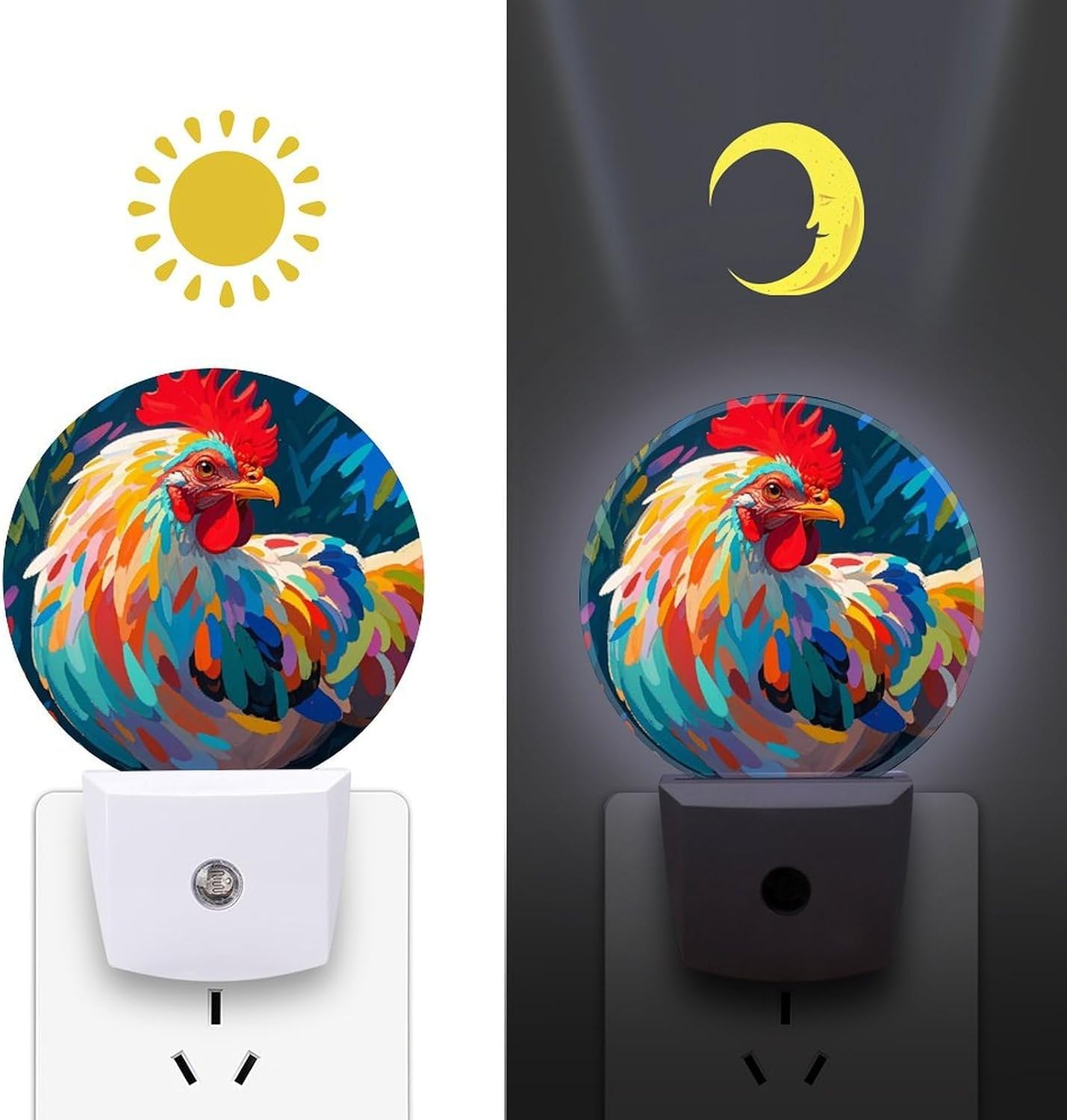 Art Colorful Chicken Plug-in LED Nightlight Wall Night Light image 3
