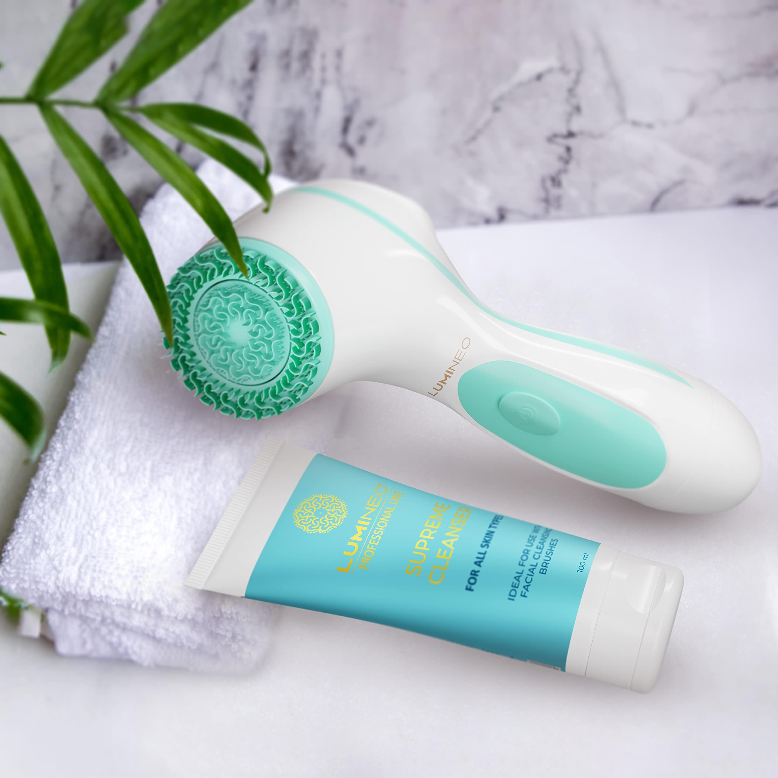 LUMINEO Brosse Électrique Visage Anti-Points Noirs & Pores, Appareil Nettoyage Rechargeable USB Peeling Turquoise