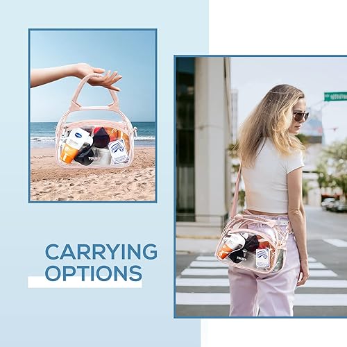 Miniatura 6 de TOURIT Bolsa de almuerzo transparente aprobada por el estadio con correa ajustable transparente para mujeres, hombres, trabajo, escuela