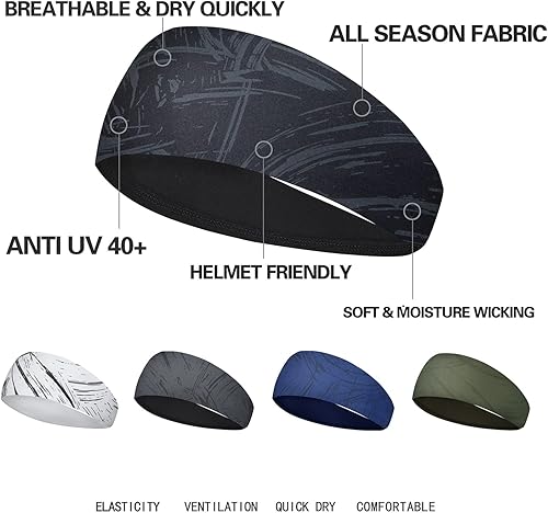 Miniatura 5 de Acozycoo Diademas para correr para hombre, paquete de 5, banda deportiva para correr, ciclismo, baloncesto, yoga, entrenamiento de fitness, banda