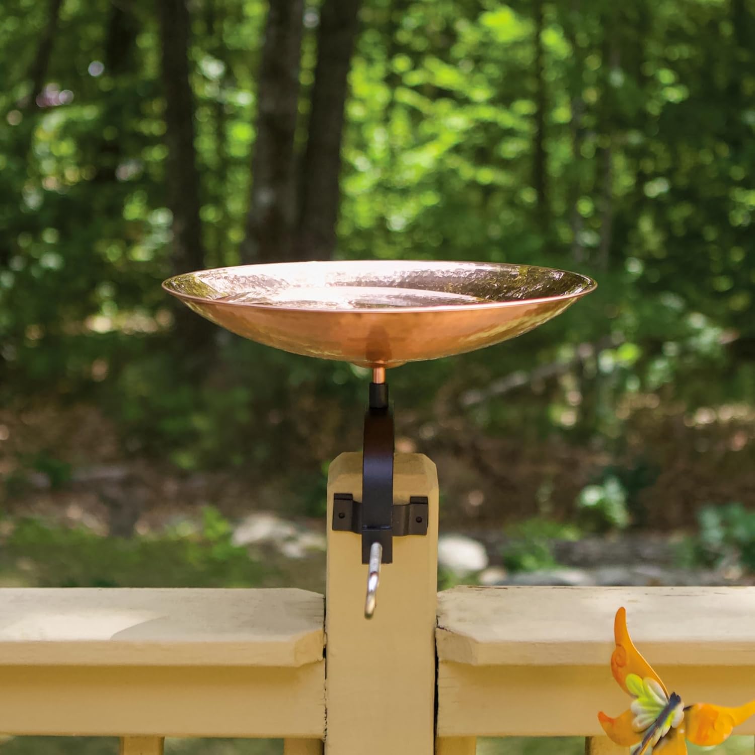 Polished Copper Birdbath- Over Rail Bracket