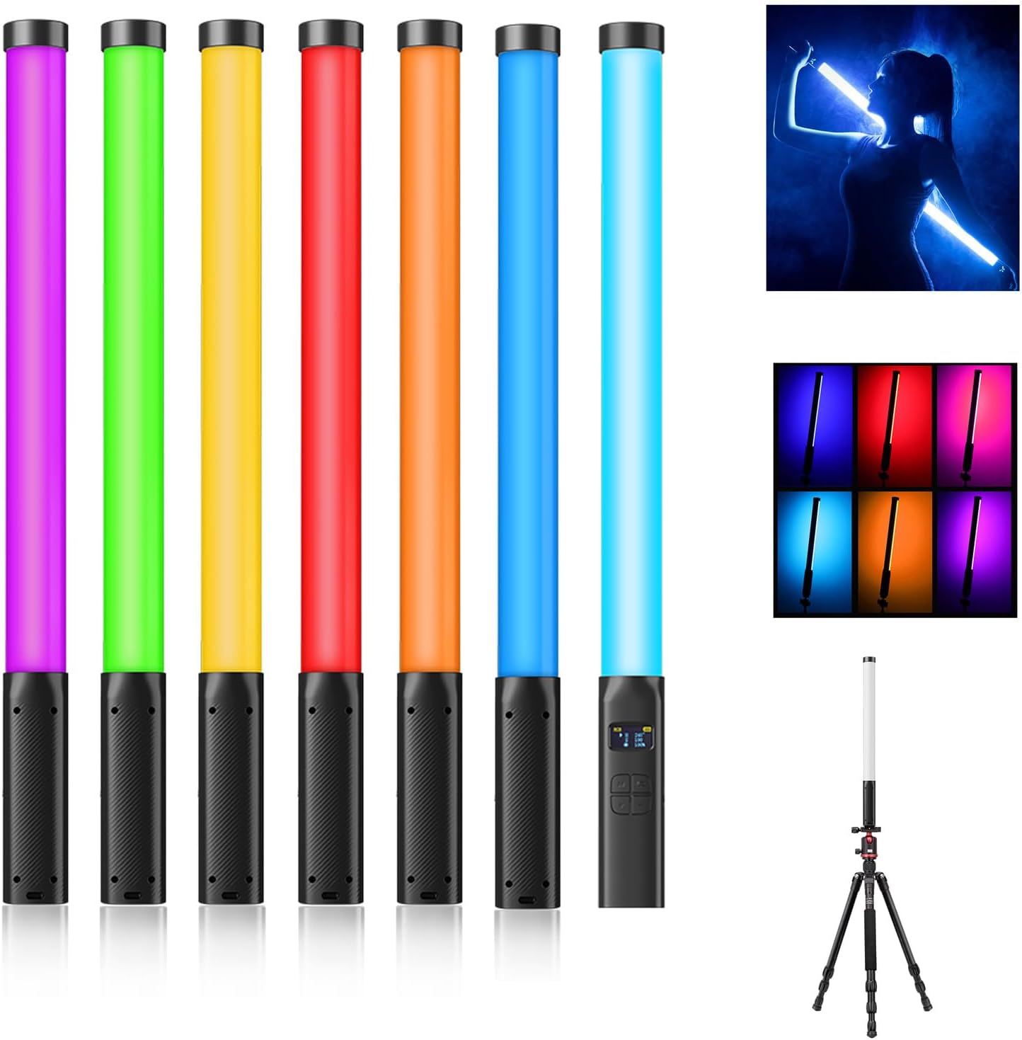 Ulanzi VL119 RGB LED Light Wand, 360°RGB Video Wand Stick for Photography, 2600mAh Built-in Rechargable Cube Light, 2500-9000K Dimmable Camera Light w LCD