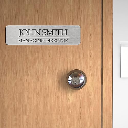 Miniatura 4 de Placas de identificación para puertas, letreros de acero inoxidable personalizados grabados en metal para puerta de oficina, placas de pared