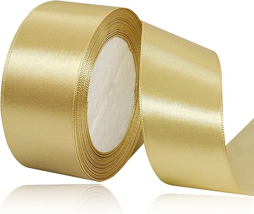 Miniatura 61 de Cinta dorada para envolver regalos, cinta de satén de 1 pulgada x 25 yardas para manualidades, fabricación de lazos para el cabello, coronas, ramos