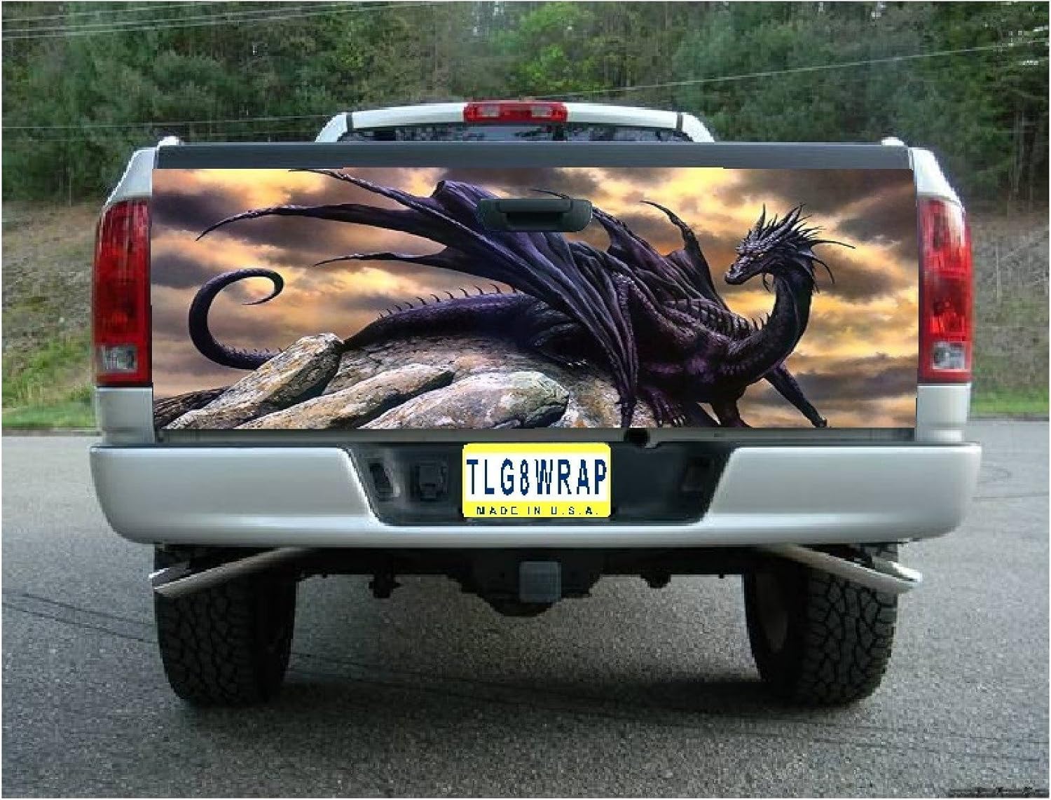 GRAPHIX EXPRESS Tailgate Vinyl Wraps for Trucks | (T08 Dragon) Universal Truck Tailgate Decal Graphics Vinyl Wrap | Dragon Sticker Cover & Decals for Pickup Trucks | Automotive Exterior Wrap Design