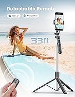 Vista 5 de Trípode para selfie stick de 67 pulgadas con luz, soporte de teléfono básico para iPhone y Samsung, trípode extensible todo en uno con control