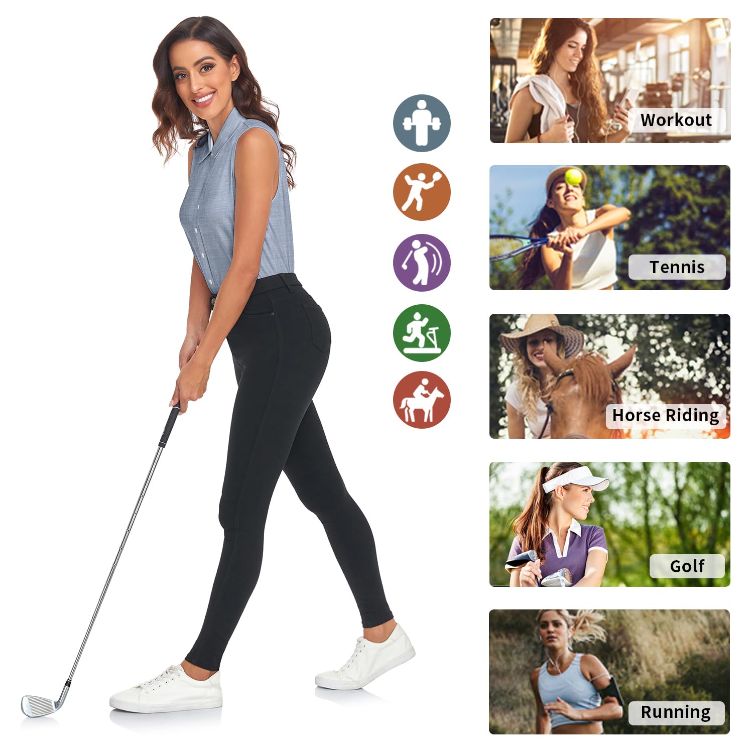 Soneven Camicia da Donna Elegante Canotta Sportiva con Colletto da Donna, Senza Maniche, Polo da Golf, Polo Estivo, Traspirante, Maglietta