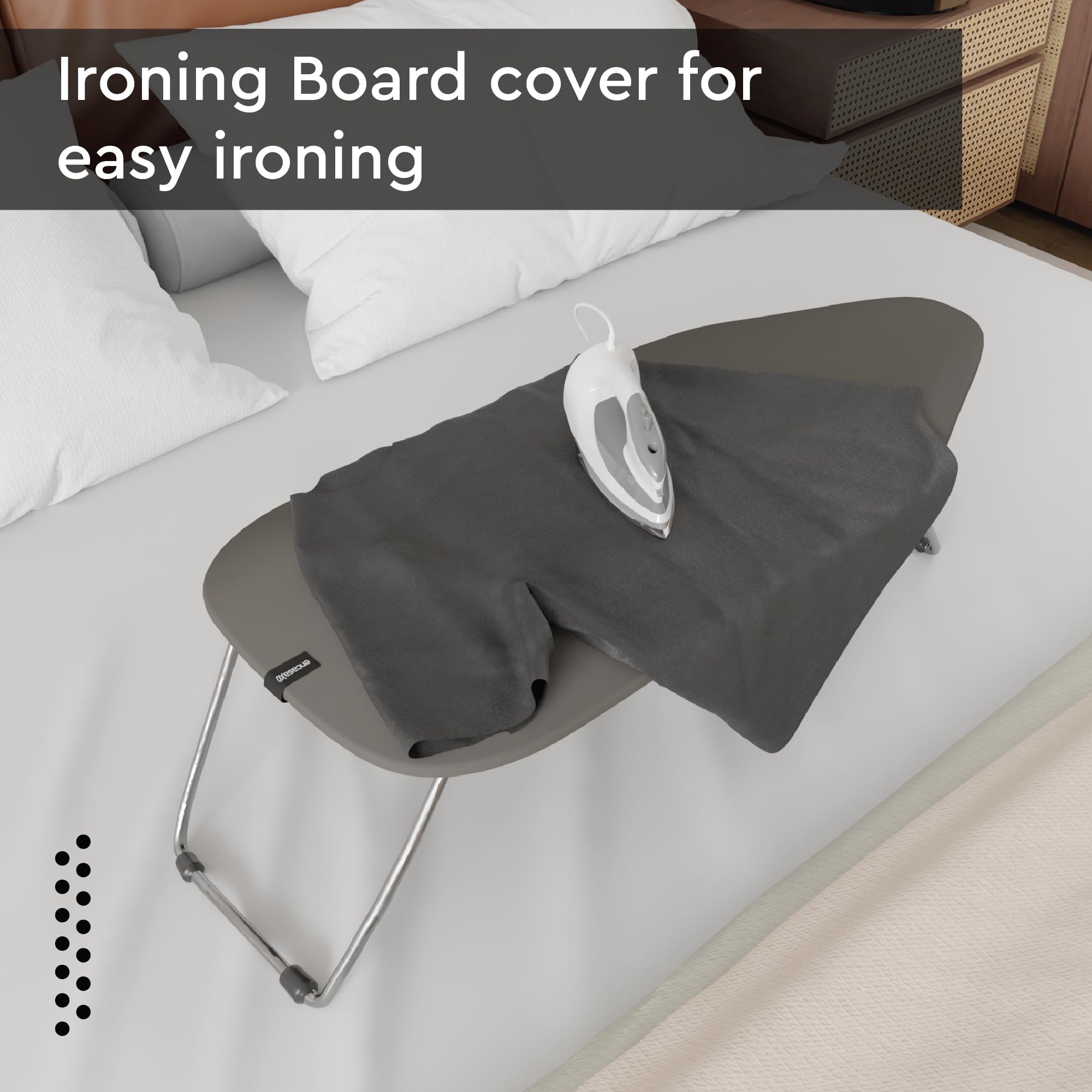 Encasa Ironing Board Covers (up to 114 x 35 cm) Elastic Tightening with Thick 4 mm Felt Padding, Easy Fit, Scorch Resistant, Plain Colors- Grey — view 65