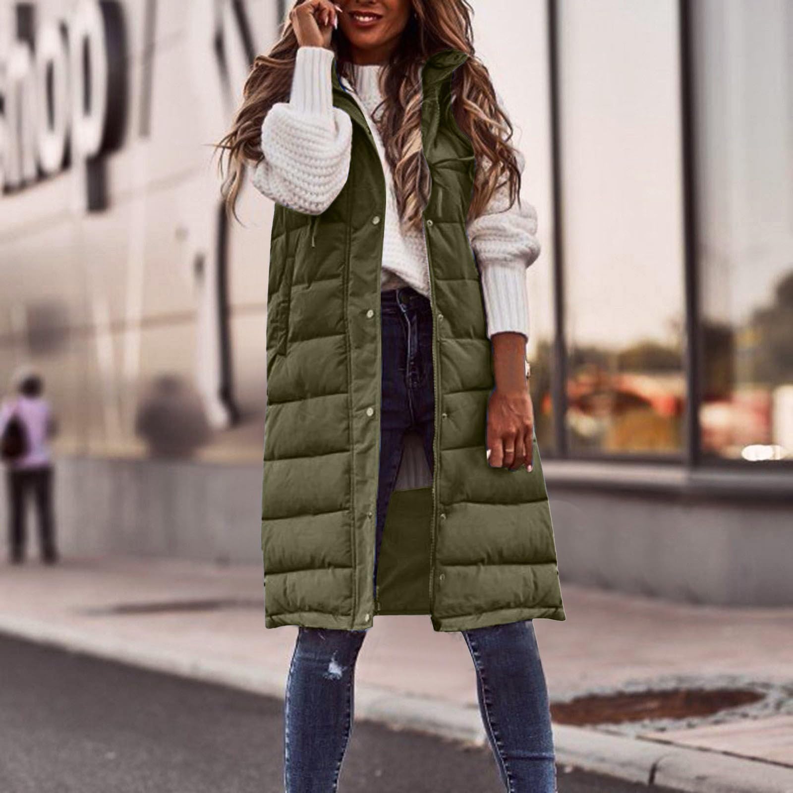 Generisch Veste matelassée unie avec cardigan sans manches, manteau long