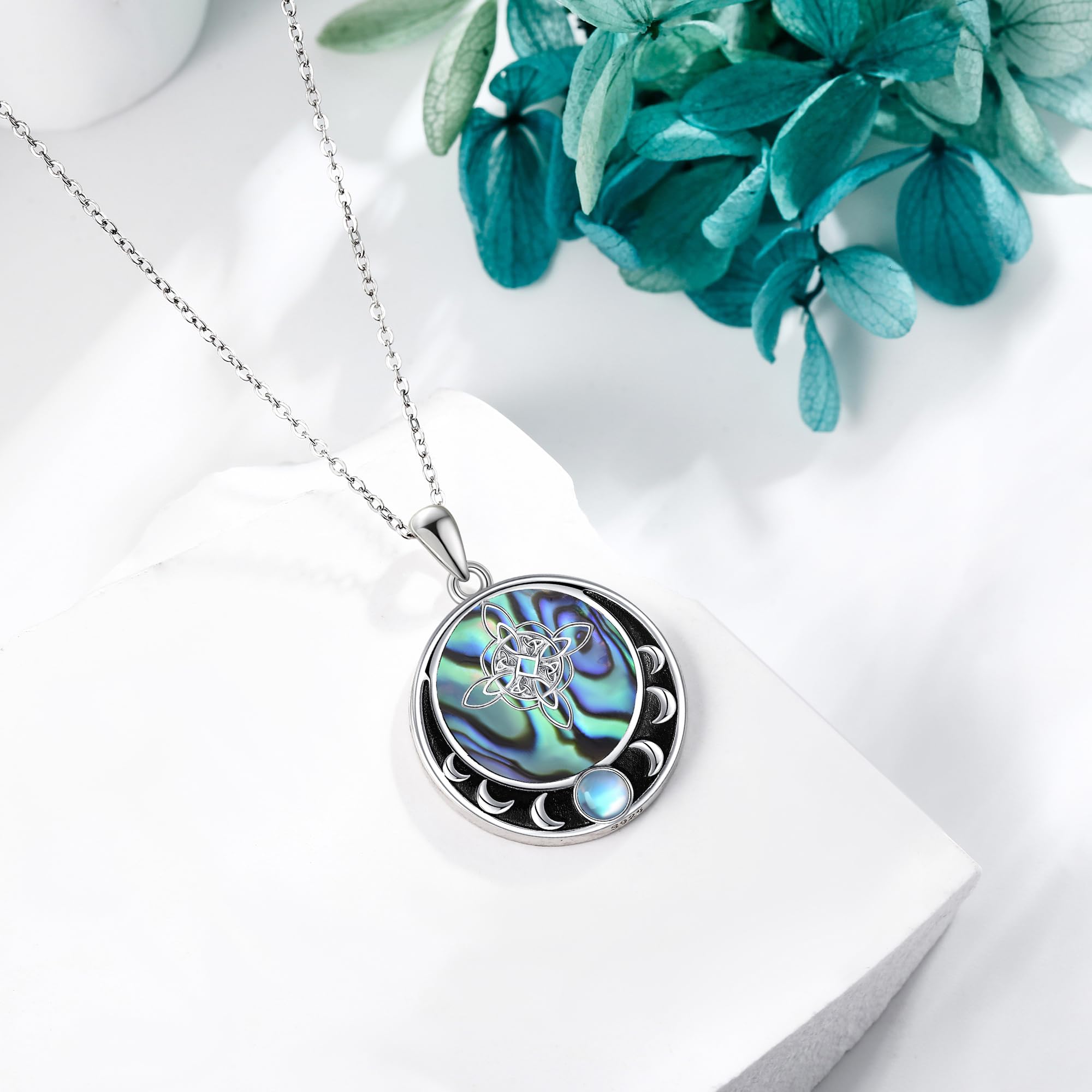 JERWLI Hexe Knoten Halskette 925 Sterling Silber Hexe Knoten Kette Anhänger Schmuck Geschenke für Frauen Mädchen