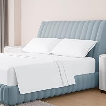 Carressa Linen 100% Egyptian Cotton Full Size Bed Sheets - Luxury 1000 Series Orchids Collection Thick Full Size Sheets 4 PC, White, Soft Cooling & Durable Snug Fit 16" Hotel Collection Sheet