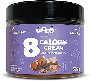 LoCCo Kalorienarme Creme 8 kcal, Glutenfreier Spread, Schokocreme Ohne Zuckerzusatz, Ohne Palmöl, Keto, Vege, Low Carb (Milchschokolade 300g)